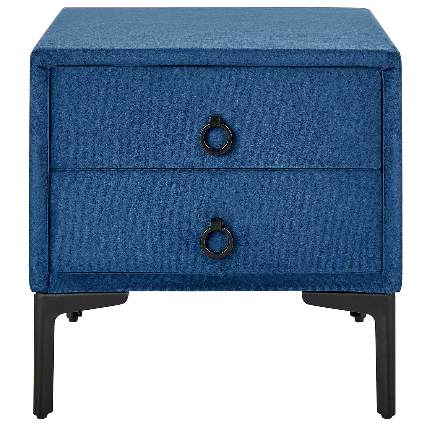 Nachttisch mit 2 Schubladen SEZANNE Samtstoff Marineblau