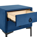 Nachttisch mit 2 Schubladen SEZANNE Samtstoff Marineblau