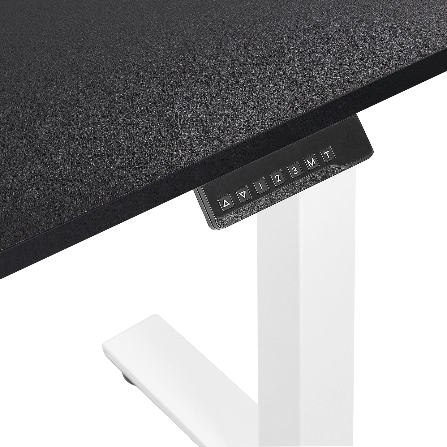 Schreibtisch linksseitig schwarz / weiss 160 x 110 cm elektrisch höhenverstellbar DESTIN II