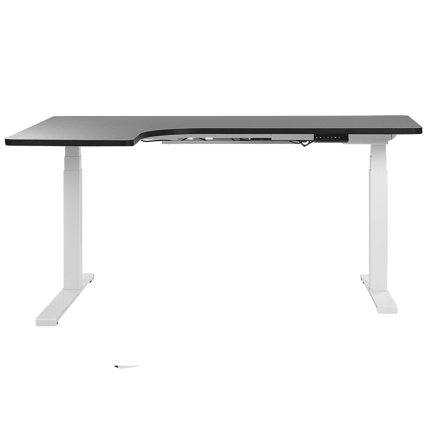 Schreibtisch linksseitig schwarz / weiss 160 x 110 cm elektrisch höhenverstellbar DESTIN II