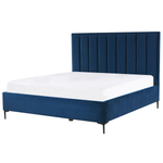 Bett mit Stauraum Samtstoff SEZANNE 180 x 200 cm Marineblau