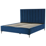 Bett mit Stauraum Samtstoff SEZANNE 180 x 200 cm Marineblau