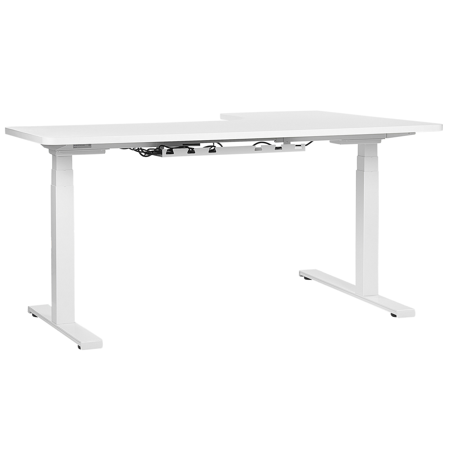 Schreibtisch linksseitig weiss 160 x 110 cm elektrisch höhenverstellbar DESTIN II