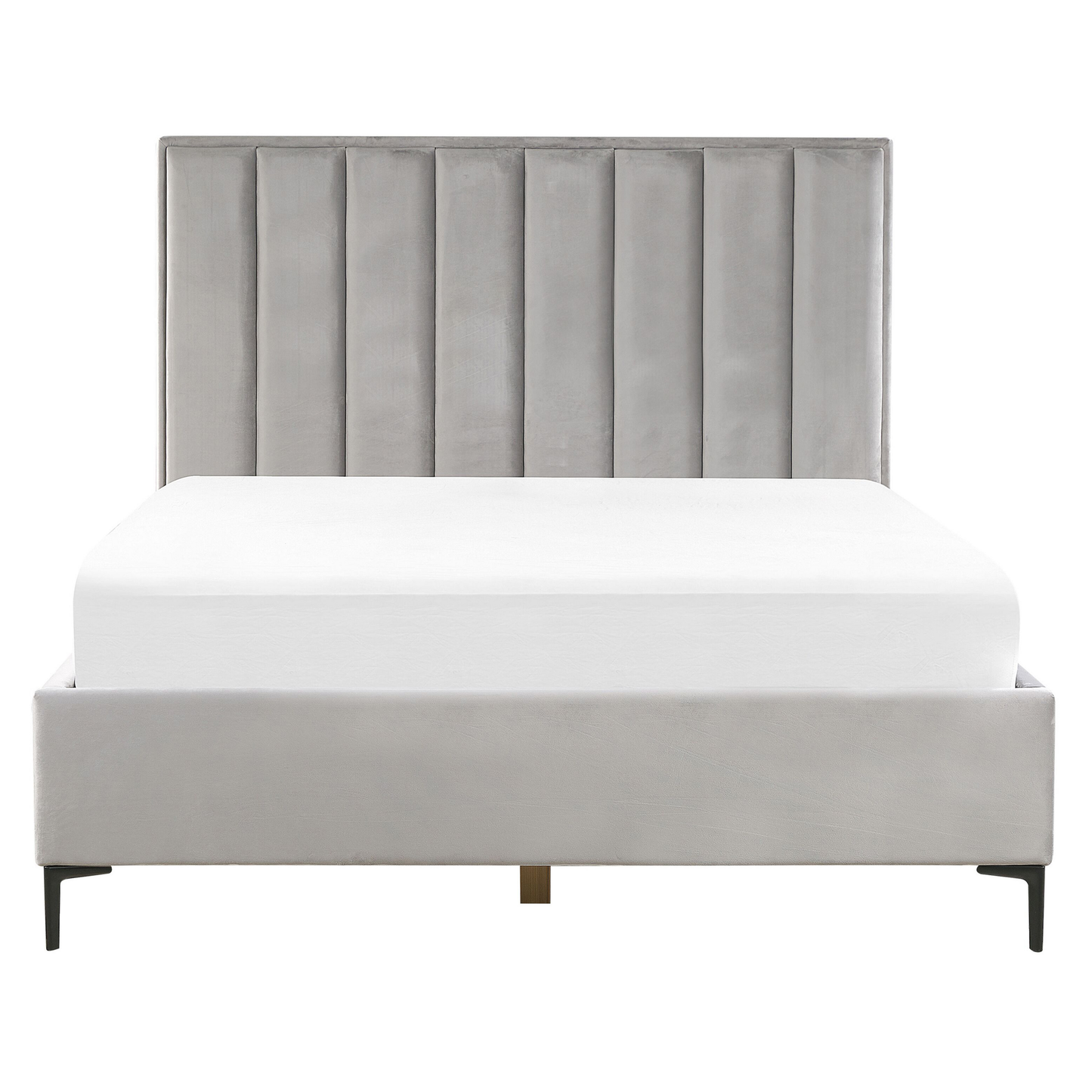 Bett mit Stauraum Samtstoff SEZANNE 160 x 200 cm Hellgrau