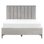 Bett mit Stauraum Samtstoff SEZANNE 160 x 200 cm Hellgrau