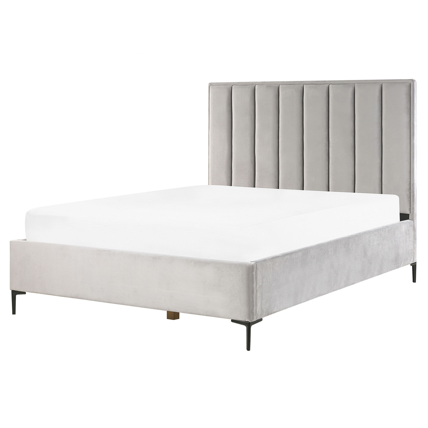 Bett mit Stauraum Samtstoff SEZANNE 160 x 200 cm Hellgrau