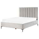 Bett mit Stauraum Samtstoff SEZANNE 160 x 200 cm Hellgrau