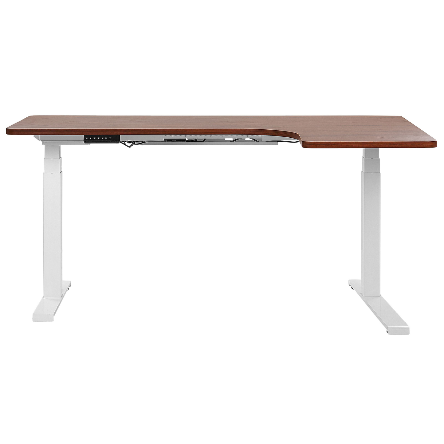 Schreibtisch rechtsseitig braun / weiss 160 x 110 cm elektrisch höhenverstellbar DESTIN II
