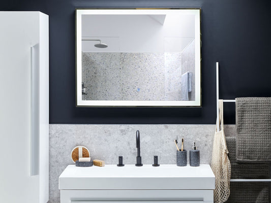 LED-Badezimmer-Spiegel ARGENS 90 cm 70 cm Silber