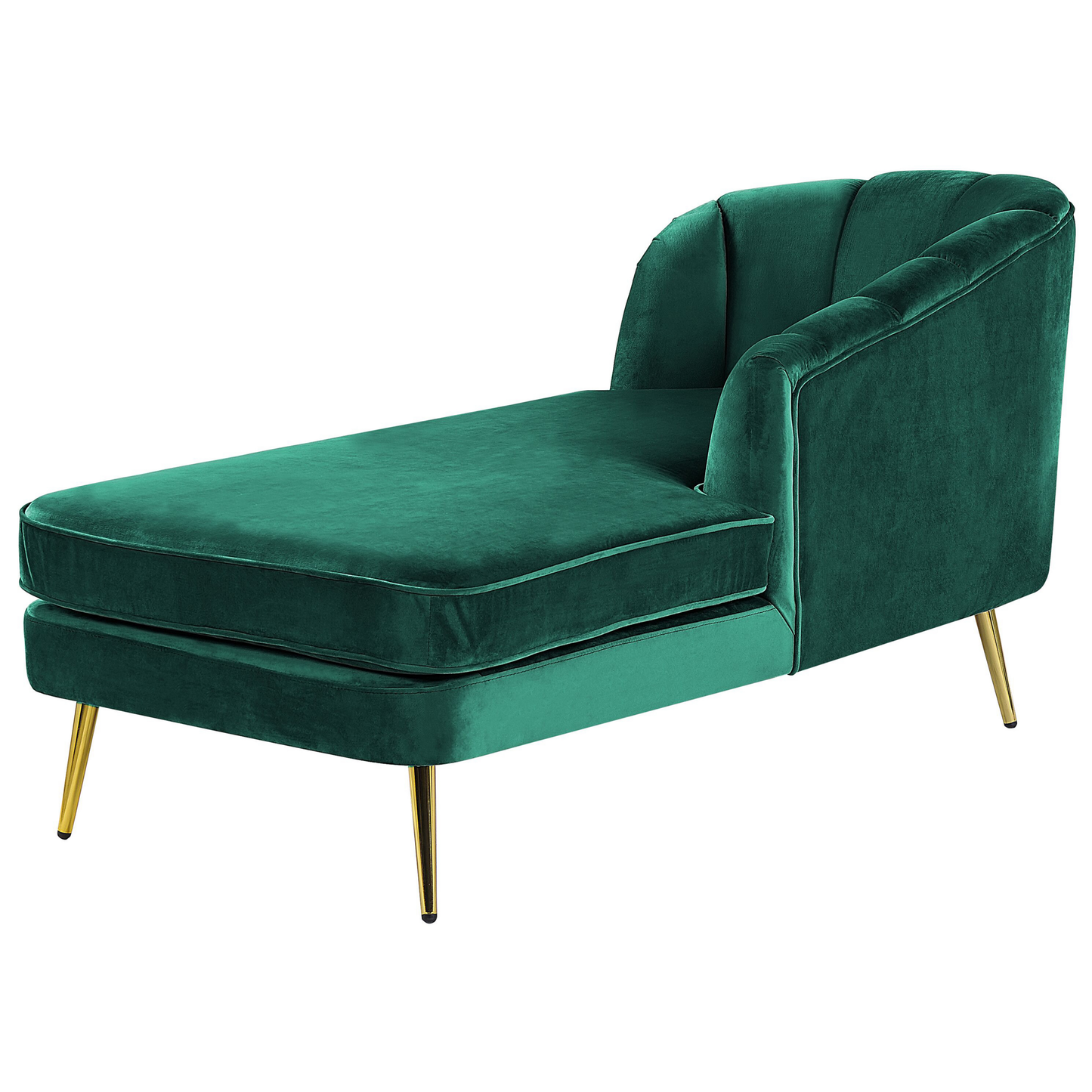 Chaiselongue Samtstoff smaragdgrün linksseitig ALLIER