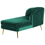 Chaiselongue Samtstoff smaragdgrün linksseitig ALLIER
