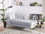 Chaiselongue Samtstoff hellgrau linksseitig ALLIER