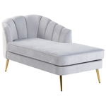 Chaiselongue Samtstoff hellgrau linksseitig ALLIER