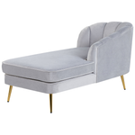 Chaiselongue Samtstoff hellgrau linksseitig ALLIER