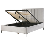 Schlafzimmer Set Samtstoff SEZANNE 160 x 200 cm Hellgrau