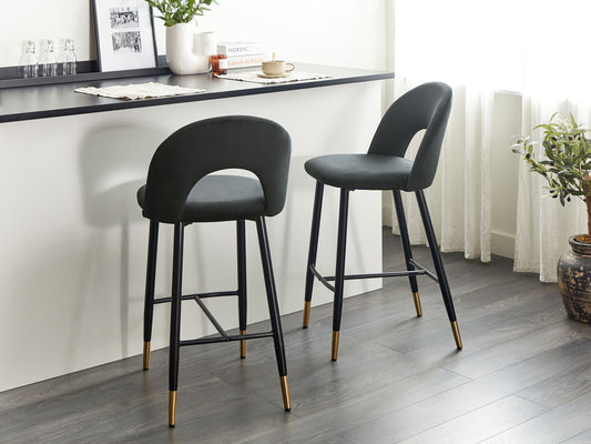 Set mit 2 Barstühlen FALTON Samtstoff Schwarz