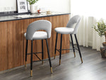 Set mit 2 Barstühlen FALTON Samtstoff Grau