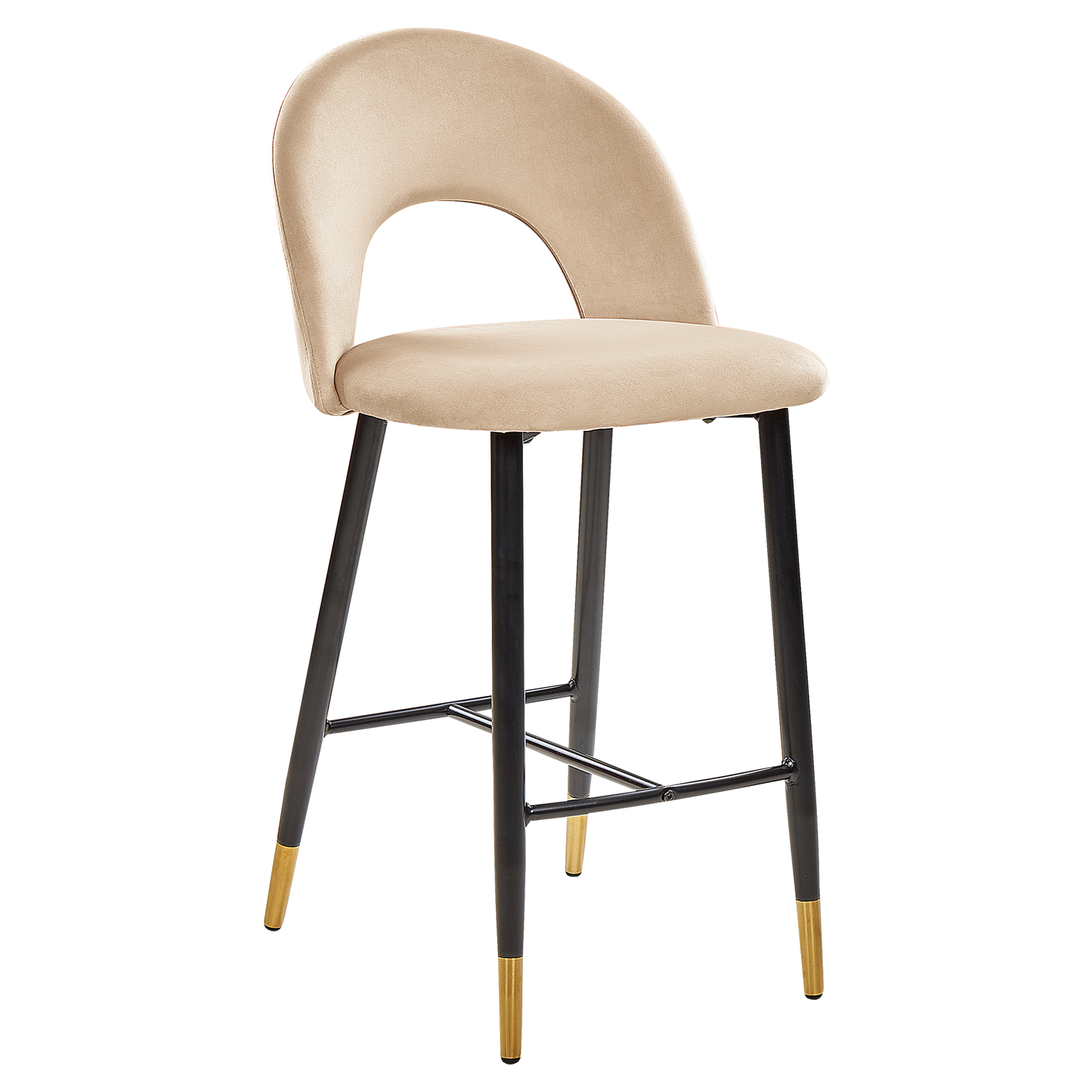 Set mit 2 Barstühlen FALTON Samtstoff Beige