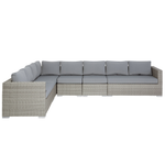 Lounge Set mit Tisch 8-Sitzer XXL rechtsseitig modular Polyrattan Grau