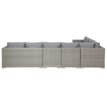 Lounge Set mit Tisch 8-Sitzer XXL rechtsseitig modular Polyrattan Grau