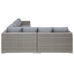 Lounge Set mit Tisch 8-Sitzer XXL rechtsseitig modular Polyrattan Grau