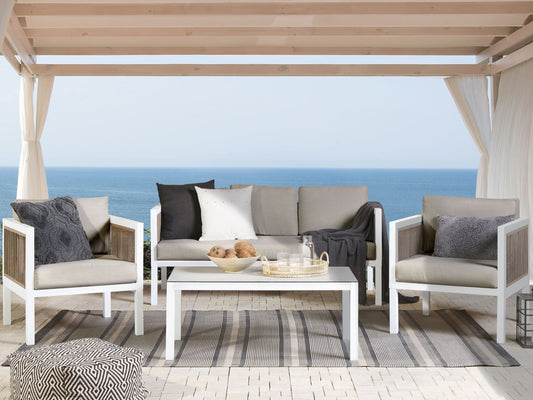Lounge Set mit Tisch 5-Sitzer BORELLO Metall Weiss