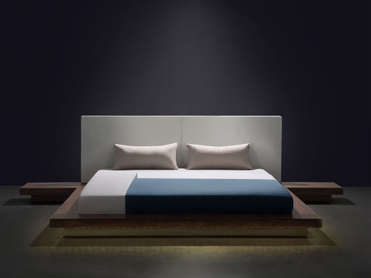 Bett mit LED ZEN 160 x 200 cm Braune Esche