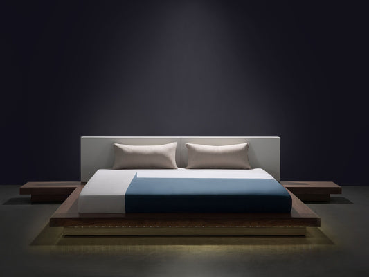 Bett mit LED ZEN 180 x 200 cm Braune Esche
