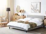 Bett mit LED Stoff FITOU 160 x 200 cm Hellgrau