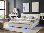 Lederbett weiss Lattenrost 160 x 200 cm mit LED-Beleuchtung bunt NANTES
