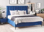 Bett mit Stauraum Samtstoff SEZANNE 180 x 200 cm Marineblau