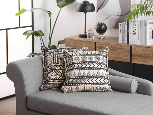 Dekokissen abstraktes Muster beige / schwarz 45 x 45 cm HENTEPE