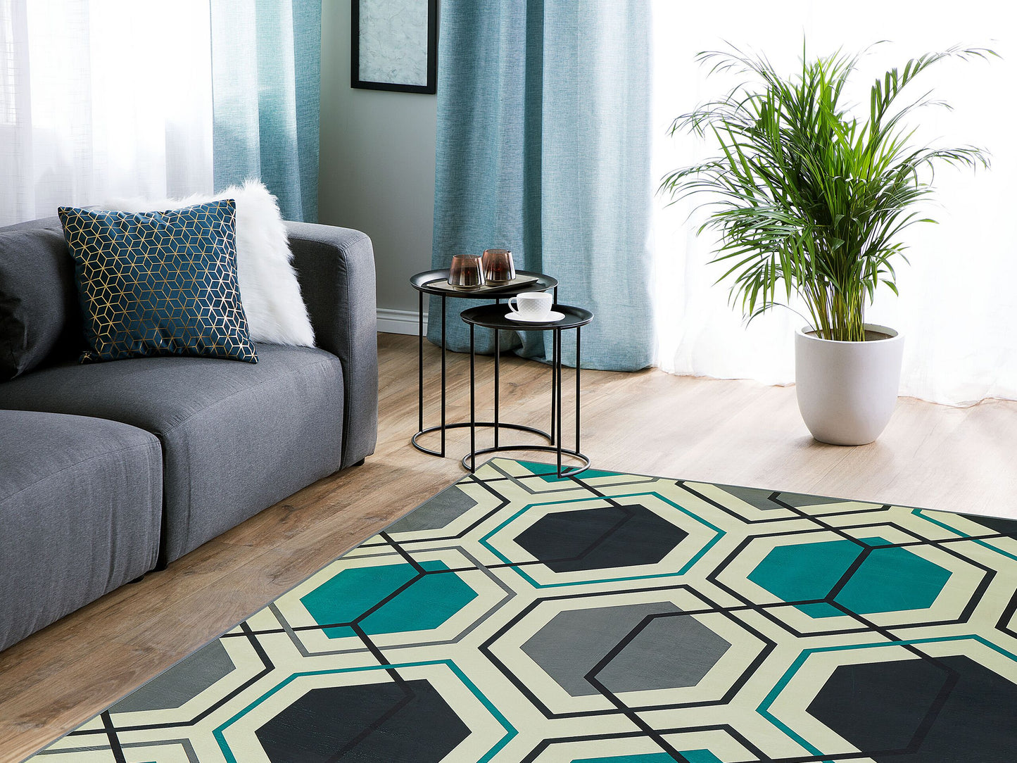 Teppich bunt 140 x 200 cm Kurzflor GIRESUN