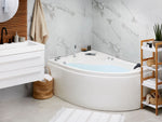 Whirlpool-Badewanne weiss Eckmodell mit LED 150 x 100 cm rechts NEIVA