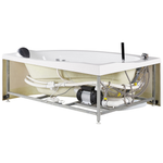 Whirlpool-Badewanne weiss Eckmodell mit LED 150 x 100 cm rechts NEIVA