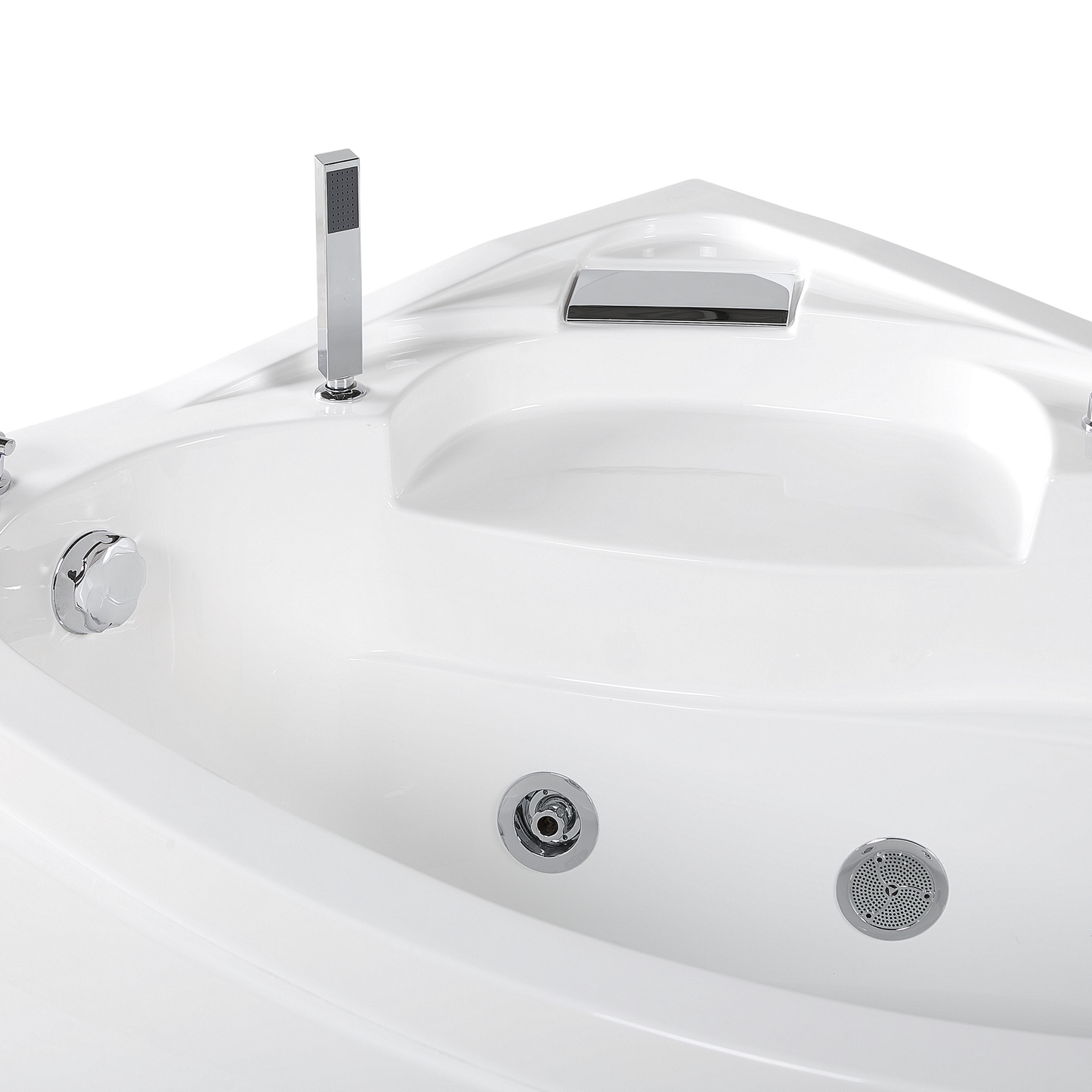 Whirlpool-Badewanne weiss Eckmodell mit LED 150 x 100 cm rechts NEIVA