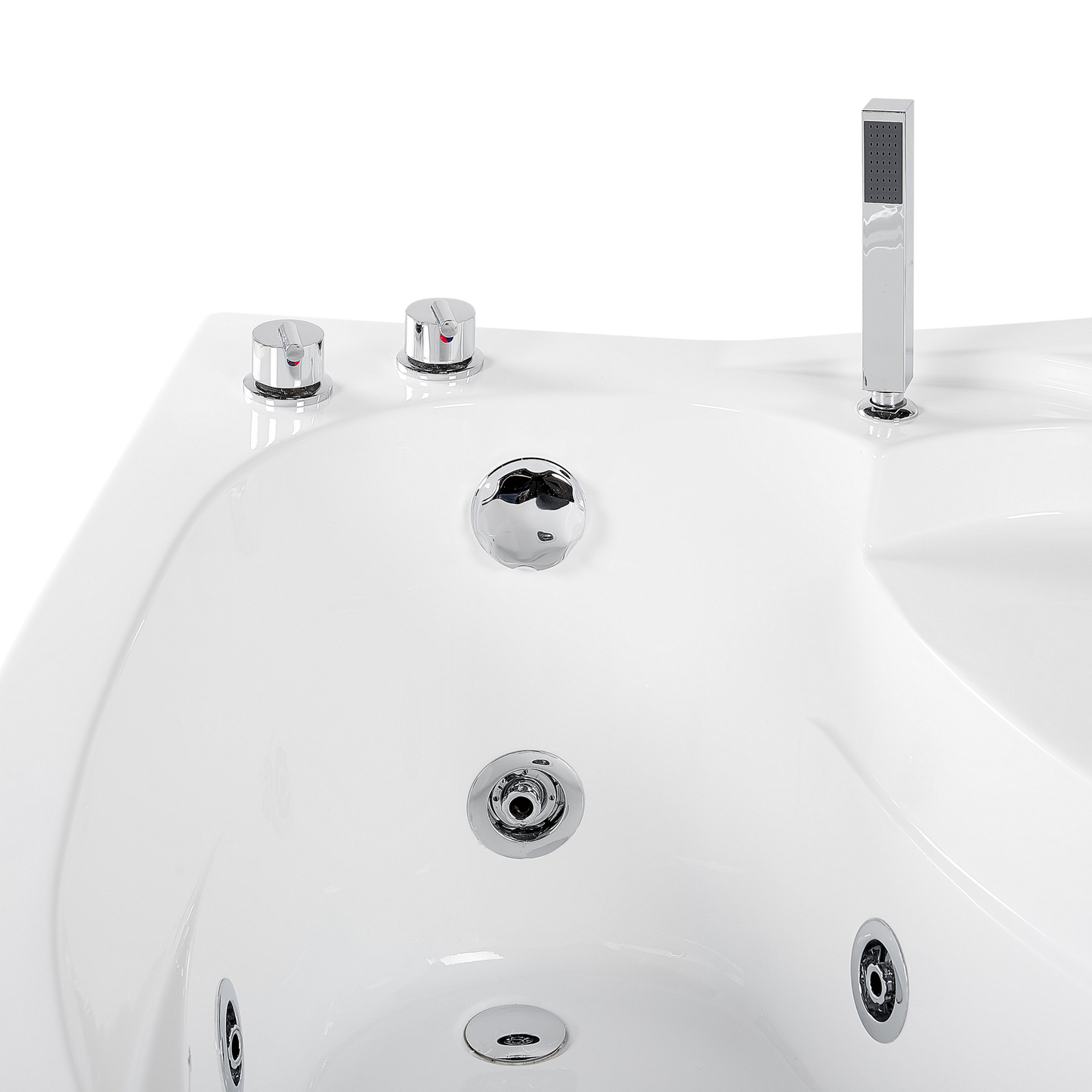 Whirlpool-Badewanne weiss Eckmodell mit LED 150 x 100 cm rechts NEIVA