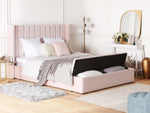 Bett mit Stauraumbank Samtstoff NOYERS 160 x 200 cm Pastellrosa