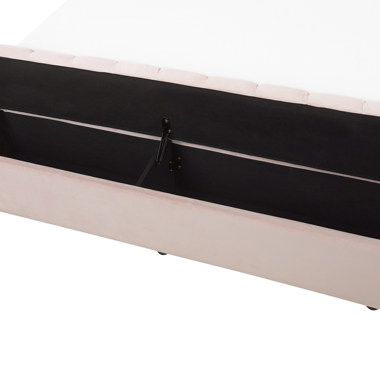 Bett mit Stauraumbank Samtstoff NOYERS 160 x 200 cm Pastellrosa
