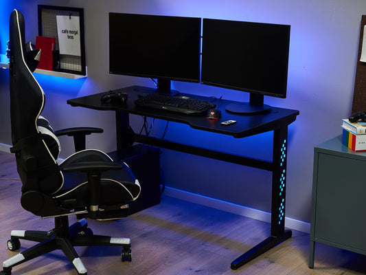 Spieltisch schwarz 120 x 60 cm RGB LED-Beleuchtung DEXTER