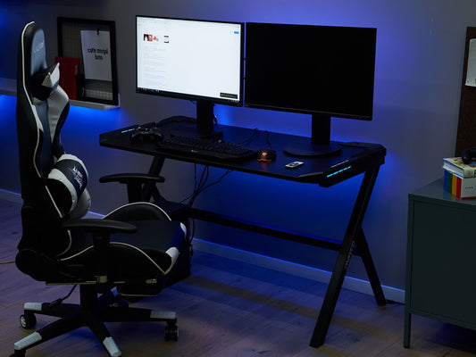 Spieltisch schwarz 122 x 60 cm RGB LED-Beleuchtung DANVERS