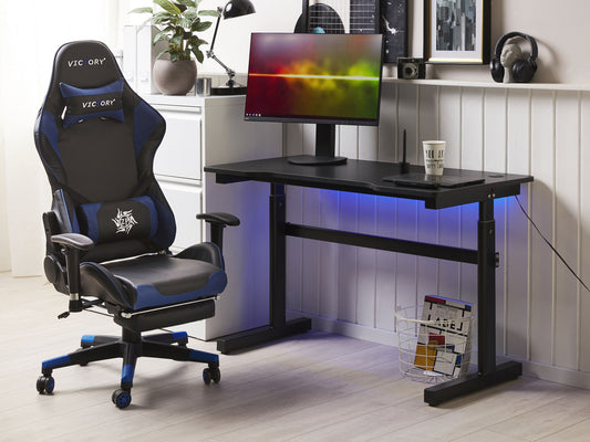 Spieltisch schwarz 120 x 60 cm RGB LED-Beleuchtung manuell verstellbar DURBIN