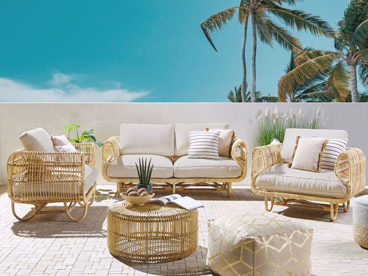 Lounge Set mit Tisch 5-Sitzer DOLCEDO/LIMNI Rattan Beige