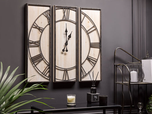 Wanduhr COATLAN 75 cm Holz Braun / Schwarz