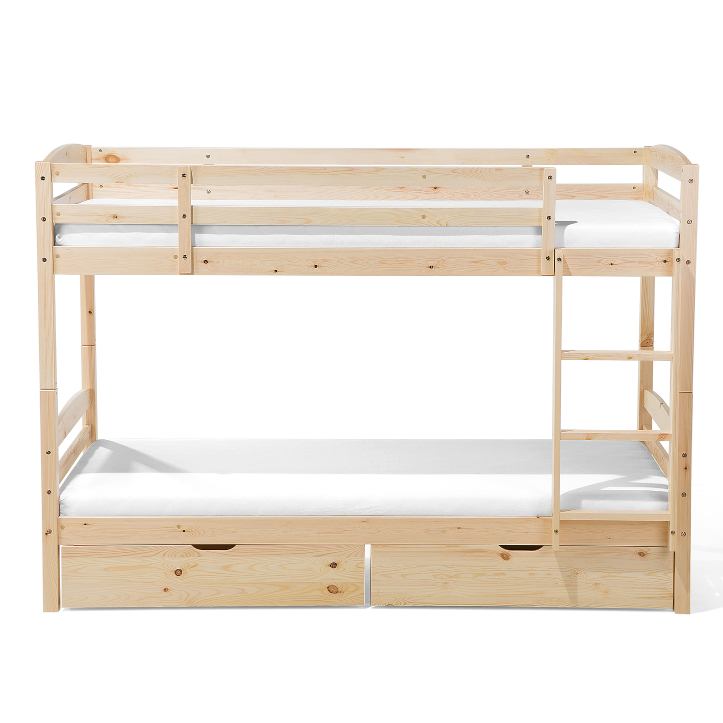 Hochbett Holz mit Bettkasten hellbraun 90 x 200 cm REGAT