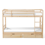 Hochbett Holz mit Bettkasten hellbraun 90 x 200 cm REGAT