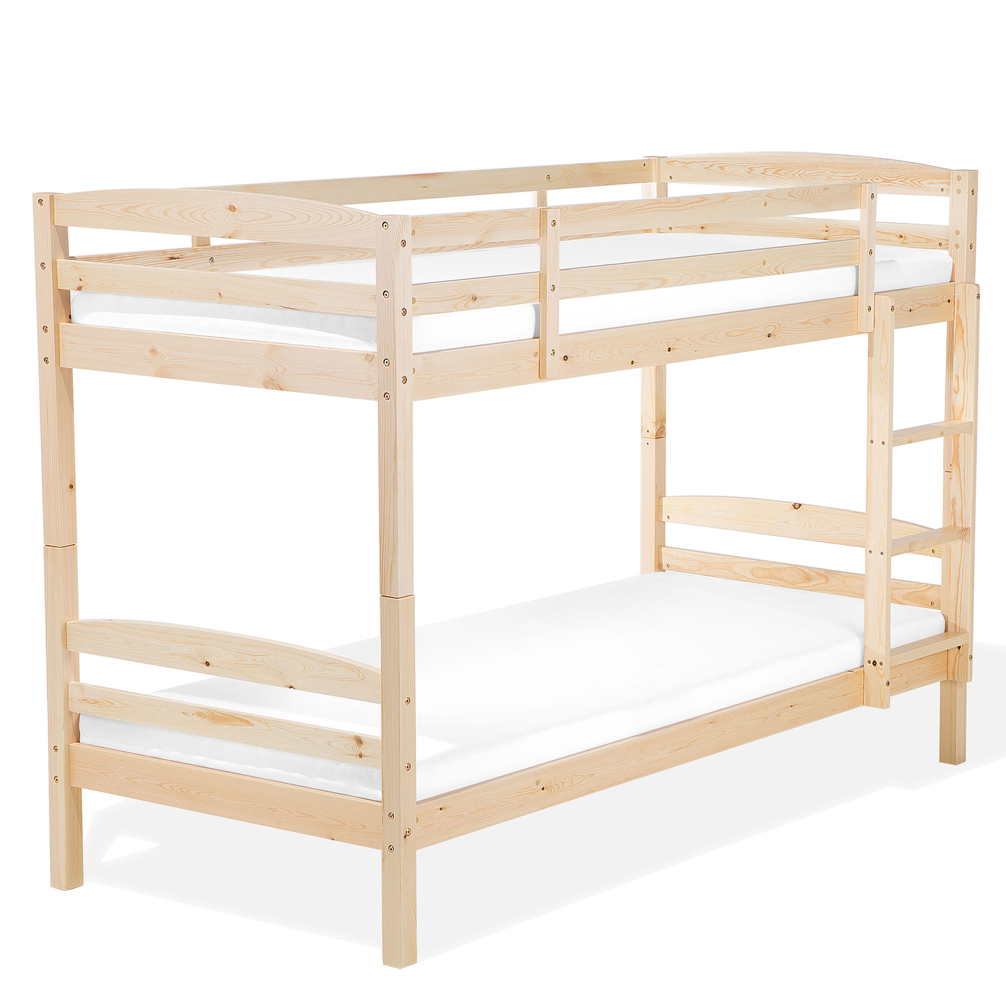 Hochbett Holz mit Bettkasten hellbraun 90 x 200 cm REGAT