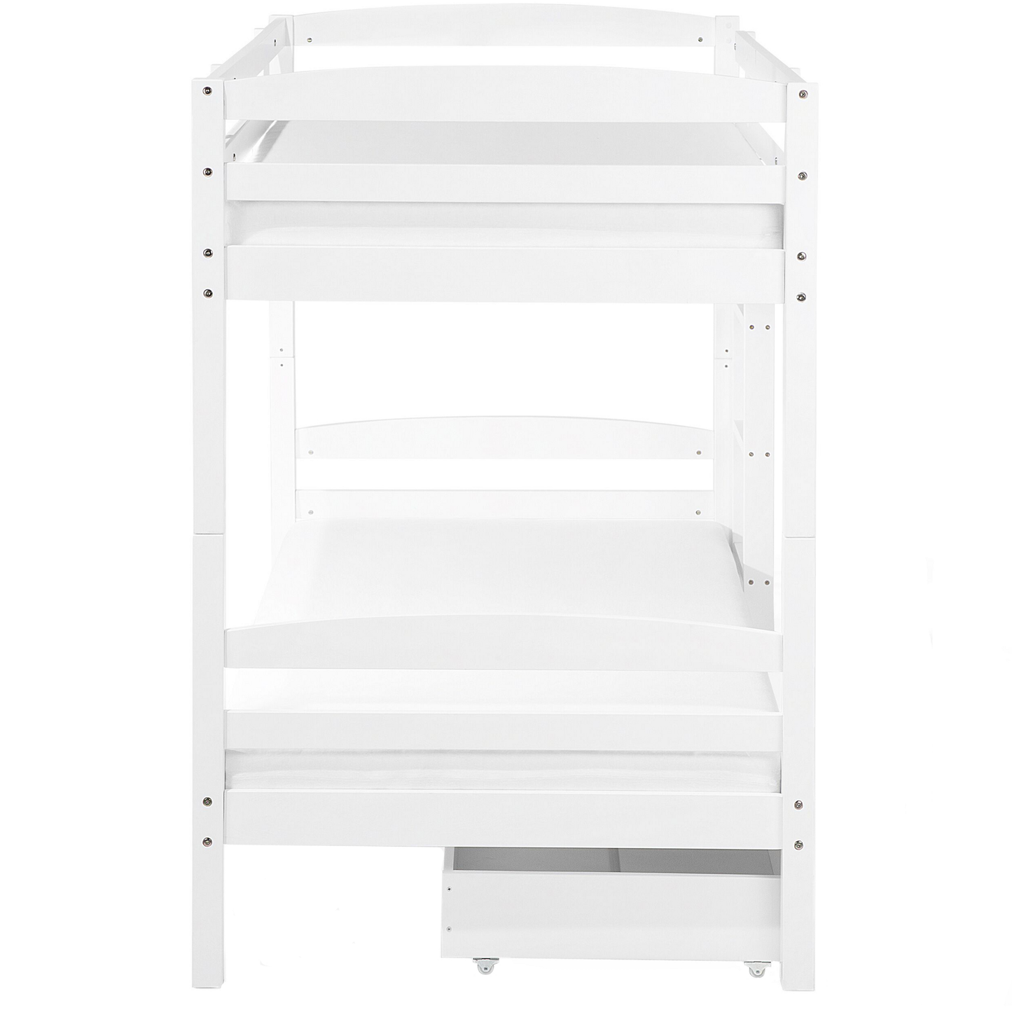Hochbett mit Schubladen Kiefernholz REGAT 90 x 200 cm Weiss