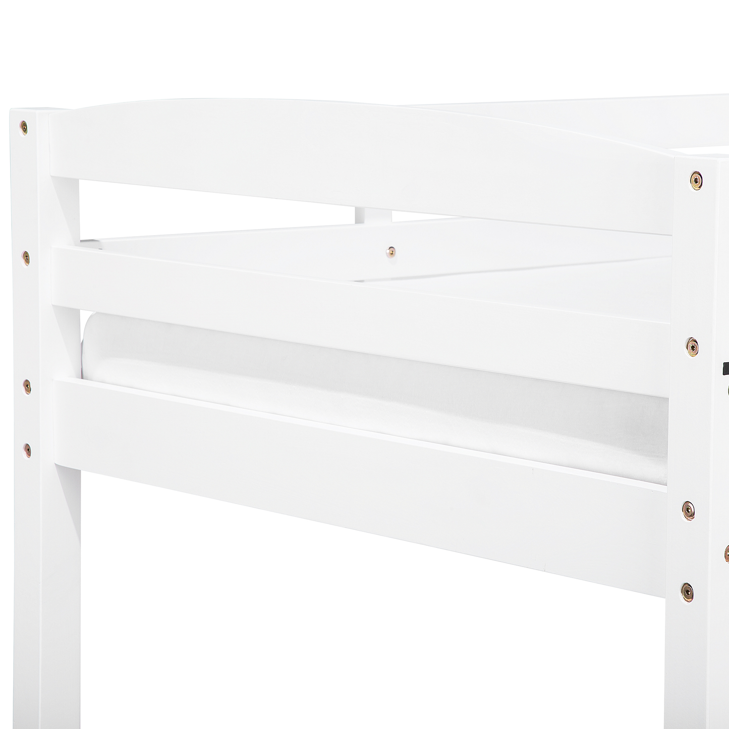 Hochbett mit Schubladen Kiefernholz REGAT 90 x 200 cm Weiss
