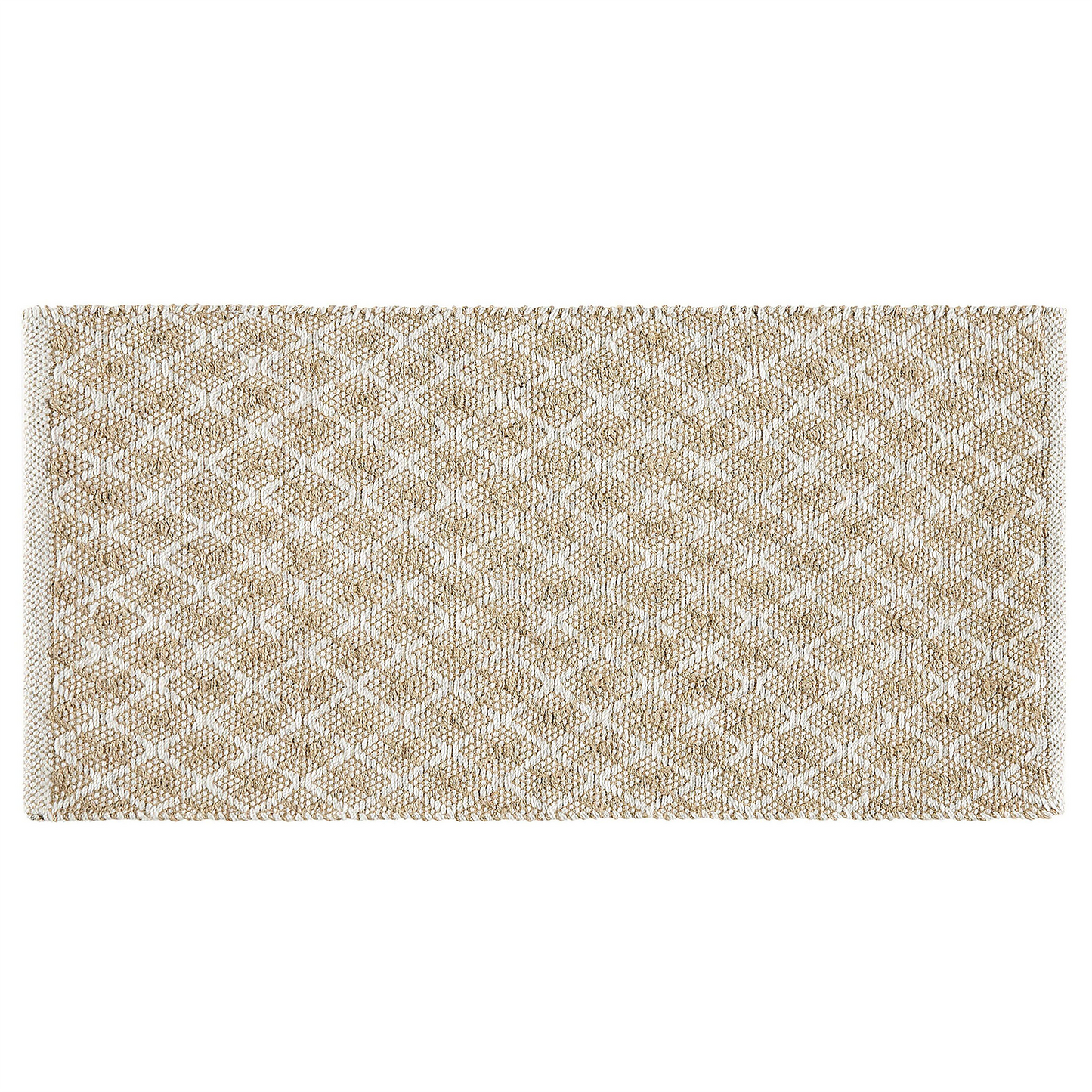 Teppich beige 50 x 80 cm kariertes Muster Kurzflor AKBEZ